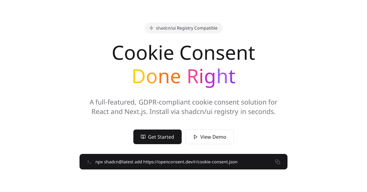 Open Consent - GDPR Compliant Cookie Consent for React & Next.js | Open ...